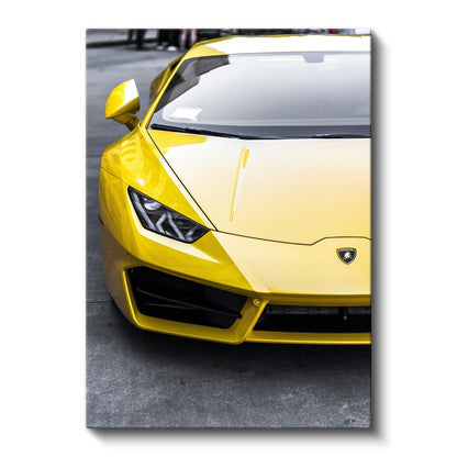 Lamborghini Huracan - Sarı Spor Otomobil Detayı Kanvas Tablo