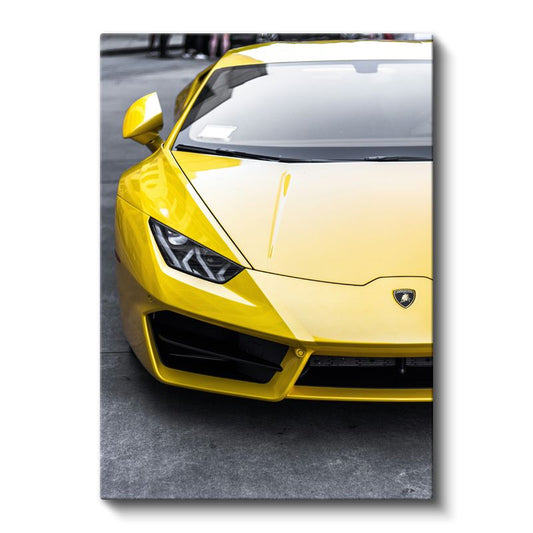 Lamborghini Huracan - Sarı Spor Otomobil Detayı Kanvas Tablo