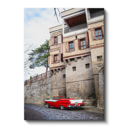 Ford Fairlane - Kırmızı Beyaz Klasik Amerikan Arabası Kanvas Tablo