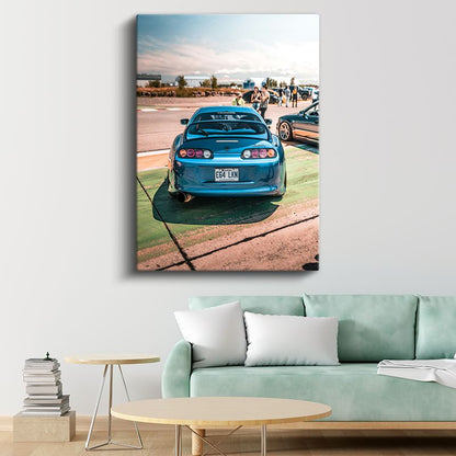 Toyota Supra - Mavi Modifiyeli Japon Spor Arabası Kanvas Tablo