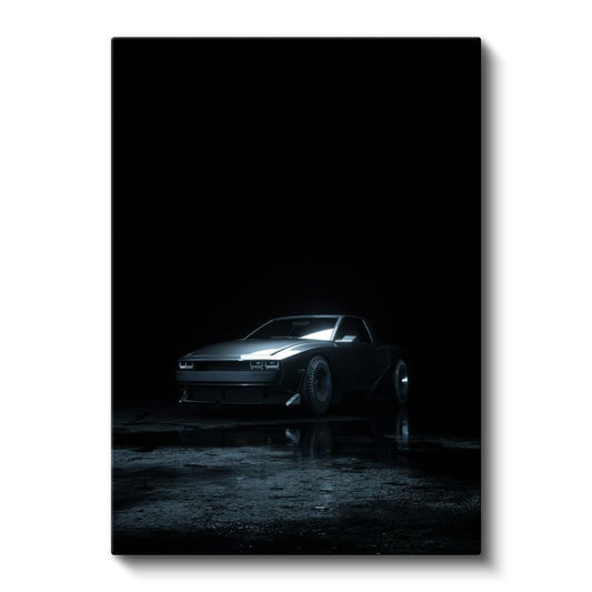 DeLorean DMC-12 - Karanlıkta Efsanevi Retro Otomobil Kanvas Tablo