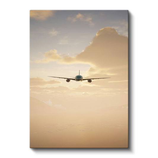 Yolcu Uçağı - Altın Saatlerde Gökyüzünde Seyahat Kanvas Tablo