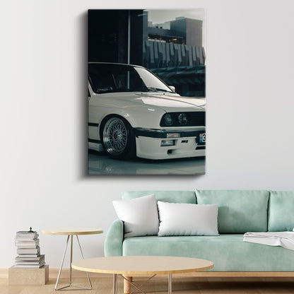 BMW E30 - Beyaz Modifiyeli Alman Klasiği Kanvas Tablo