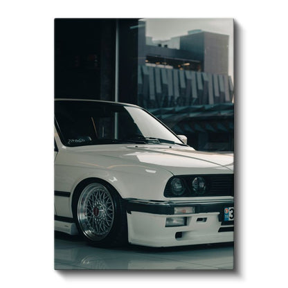 BMW E30 - Beyaz Modifiyeli Alman Klasiği Kanvas Tablo