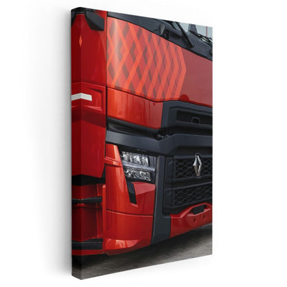 Renault Trucks - Modern Kırmızı Tır Ön Tasarımı Kanvas Tablo