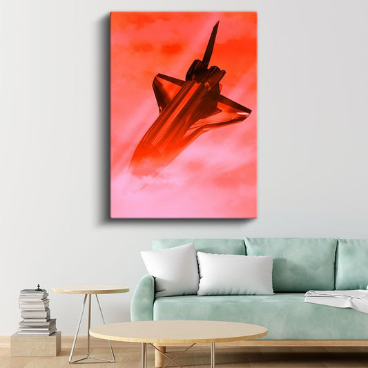 Uzay Mekiği - Kızıl Gökyüzünde Yükselen Mekik Kanvas Tablo