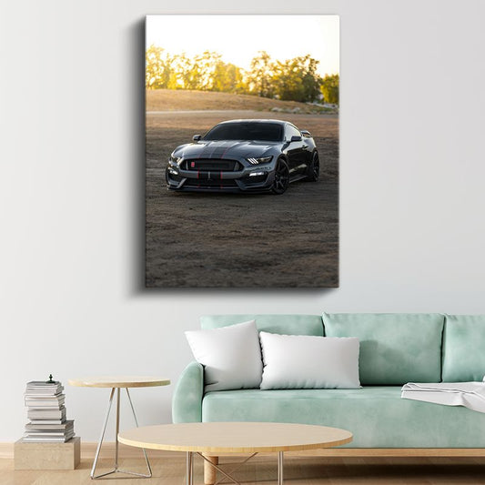 Ford Mustang Shelby GT350 - Yarış Çizgili Spor Otomobil Kanvas Tablo