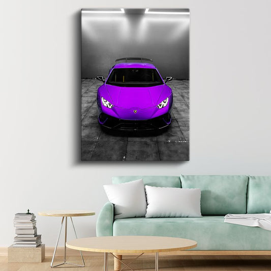 Lamborghini Huracan - Mor Süper Spor Otomobil Kanvas Tablo