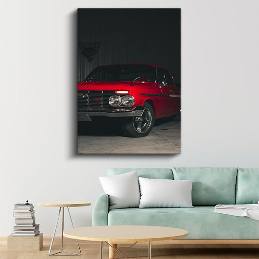 Chevrolet Impala - Kırmızı Klasik Amerikan Muscle Car Kanvas Tablo