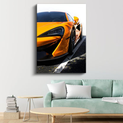 McLaren 570S - Turuncu Spor Otomobil Ön Tasarım Kanvas Tablo
