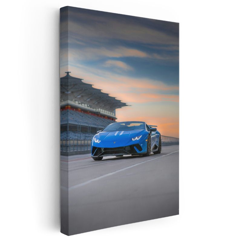 Lamborghini Huracan Performante - Mavi Yarış Pisti Süper Spor Kanvas Tablo