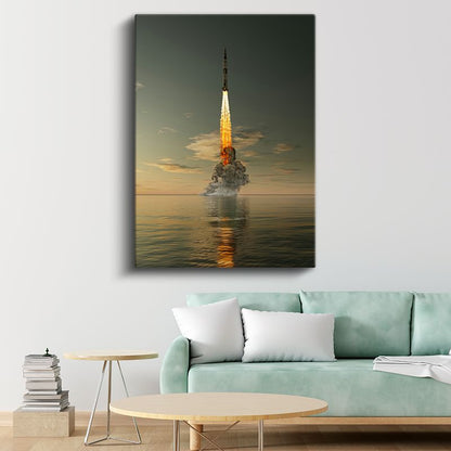 Soyuz Roketi - Deniz Üzerinde Yükselen Fırlatma Anı Kanvas Tablo