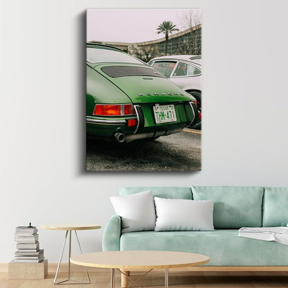 Porsche 911 Klasik - Yeşil Alman Spor Otomobil İkonu Kanvas Tablo