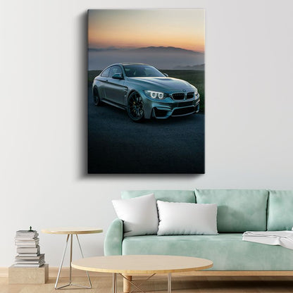 BMW M4 - Alacakaranlıkta Gri Alman Performans Kupesi Kanvas Tablo