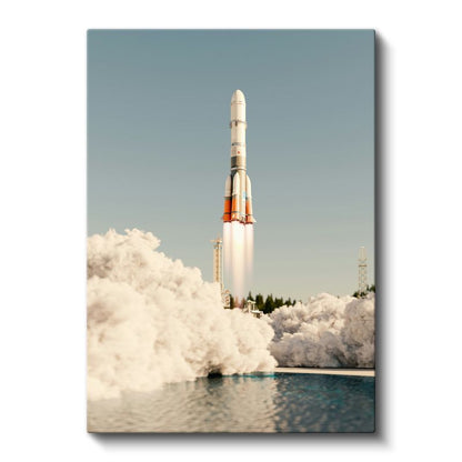 Soyuz Roketi - Kalkış Anında Beyaz Uzay Aracı Kanvas Tablo