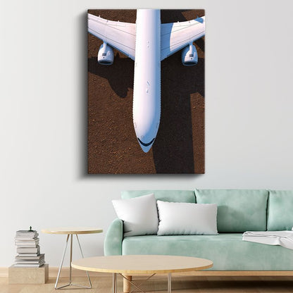 Boeing 777 - Havadan Görünüm Beyaz Yolcu Uçağı Kanvas Tablo