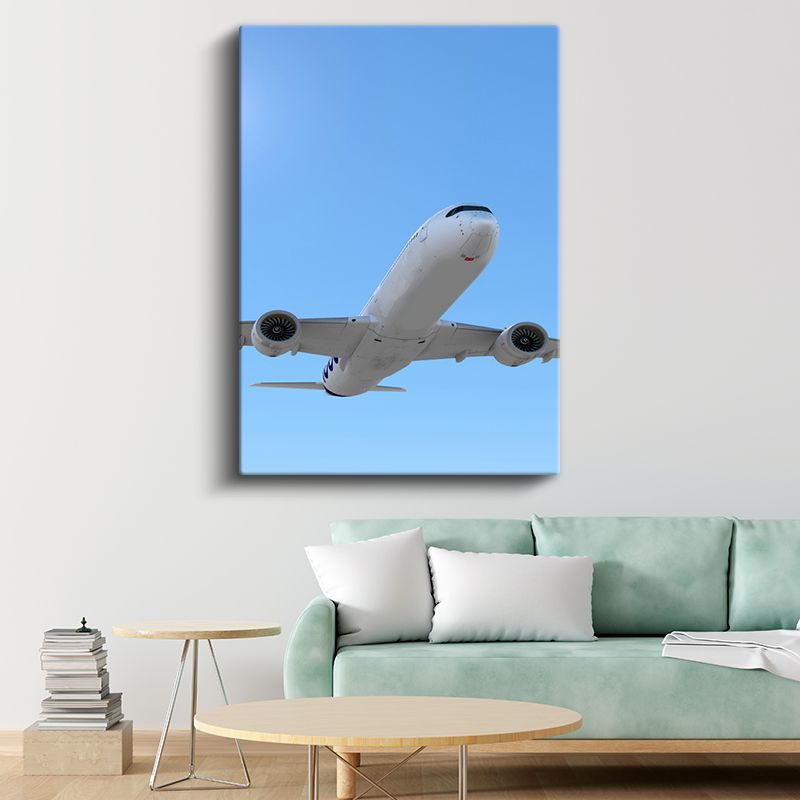 Boeing 777 - Mavi Gökyüzünde Yükselen Yolcu Uçağı Kanvas Tablo