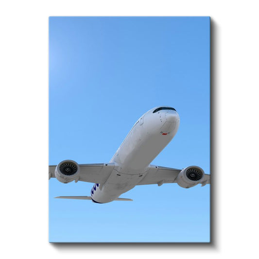 Boeing 777 - Mavi Gökyüzünde Yükselen Yolcu Uçağı Kanvas Tablo