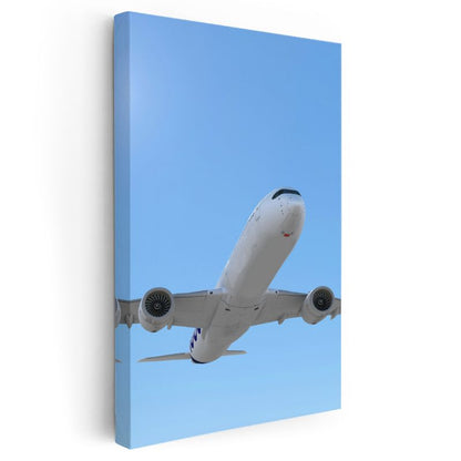 Boeing 777 - Mavi Gökyüzünde Yükselen Yolcu Uçağı Kanvas Tablo