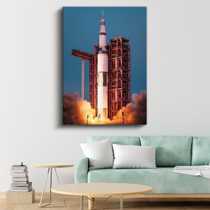 Saturn V Roket - Fırlatma Anında NASA Uzay Aracı Kanvas Tablo