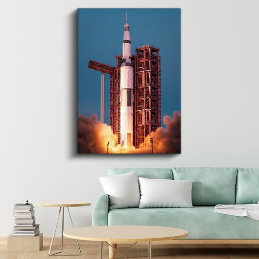 Saturn V Roket - Fırlatma Anında NASA Uzay Aracı Kanvas Tablo