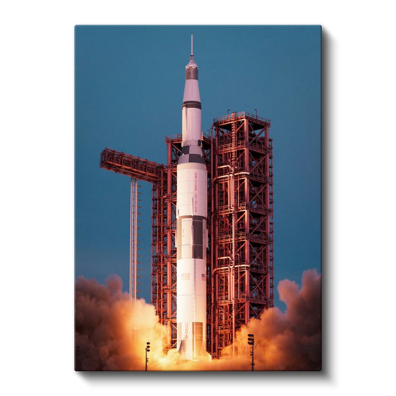 Saturn V Roket - Fırlatma Anında NASA Uzay Aracı Kanvas Tablo