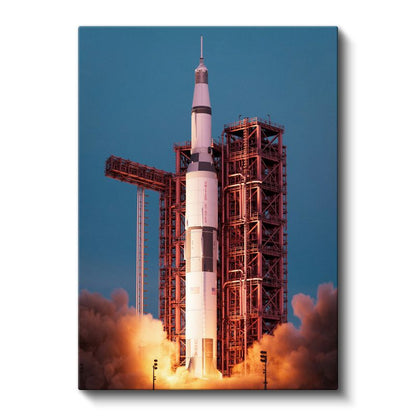 Saturn V Roket - Fırlatma Anında NASA Uzay Aracı Kanvas Tablo