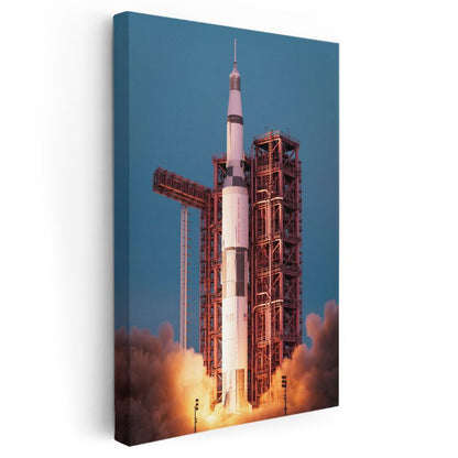 Saturn V Roket - Fırlatma Anında NASA Uzay Aracı Kanvas Tablo