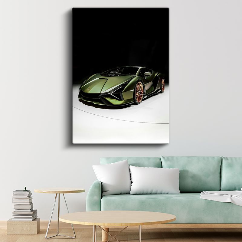 Lamborghini Sian - Yeşil Süper Spor Otomobil Kanvas Tablo