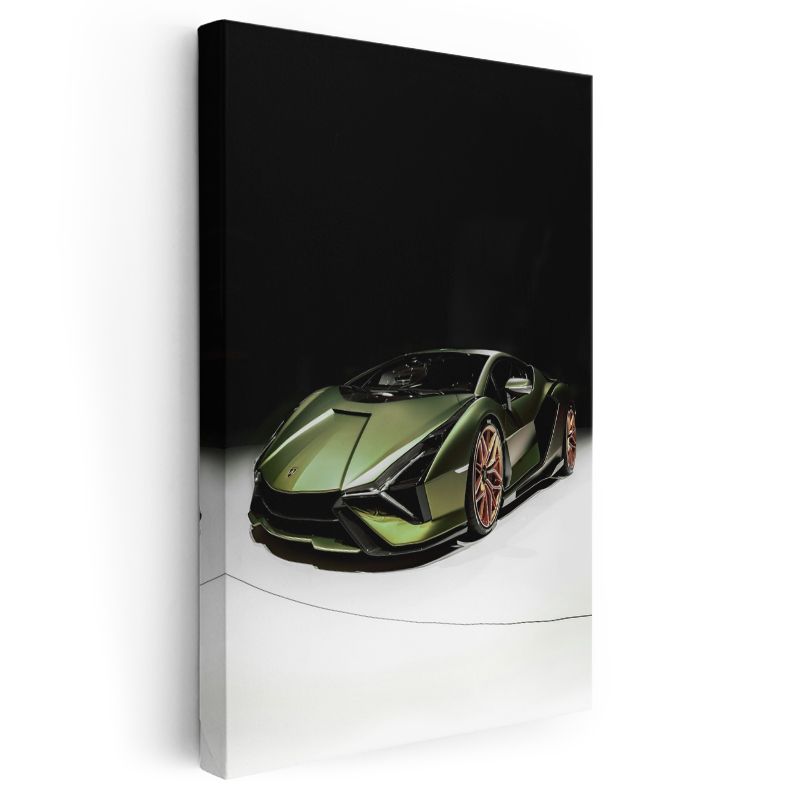 Lamborghini Sian - Yeşil Süper Spor Otomobil Kanvas Tablo