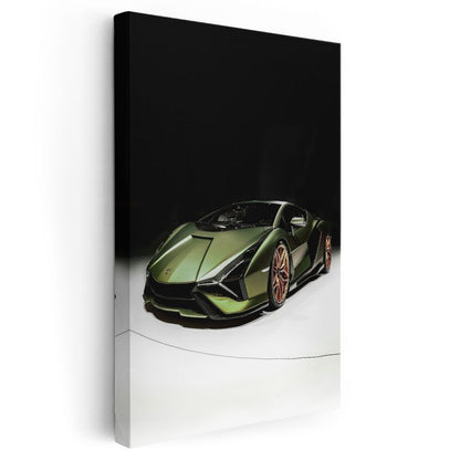 Lamborghini Sian - Yeşil Süper Spor Otomobil Kanvas Tablo
