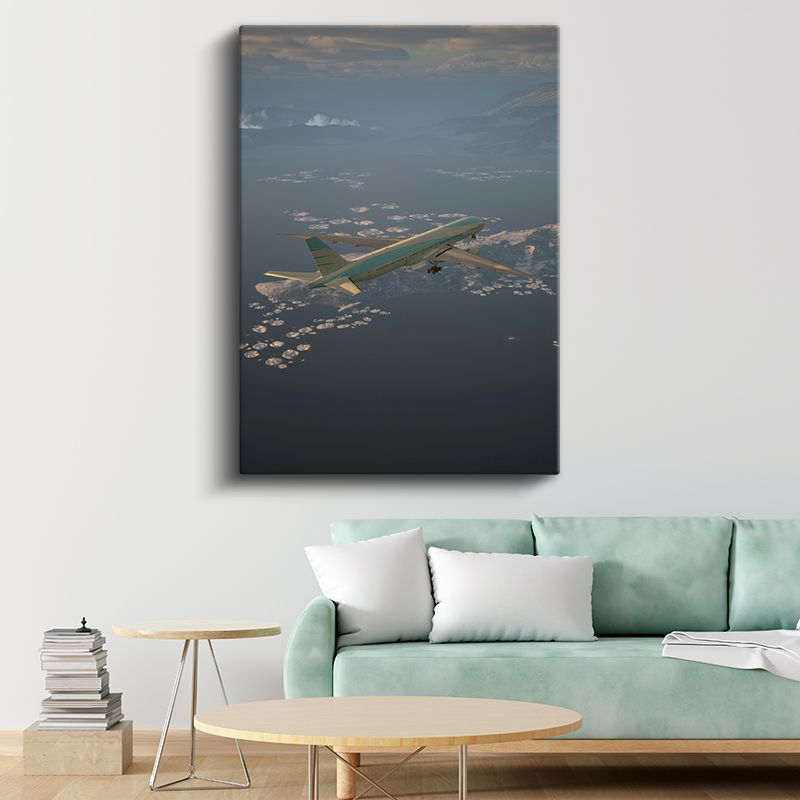 Boeing 777 - Okyanus Üzerinde Seyreden Yolcu Uçağı Kanvas Tablo