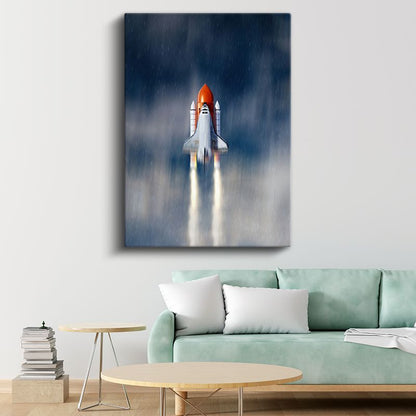 Space Shuttle - Fırlatma Anında Uzay Mekiği Kanvas Tablo