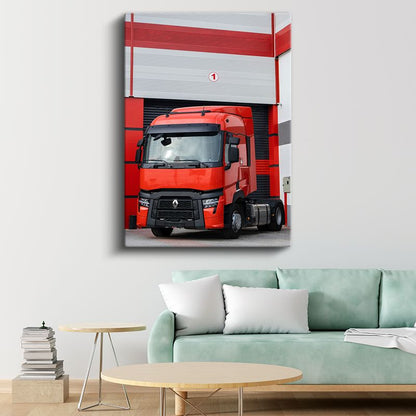 Renault T-High - Kırmızı Çekici Tır Kanvas Tablo