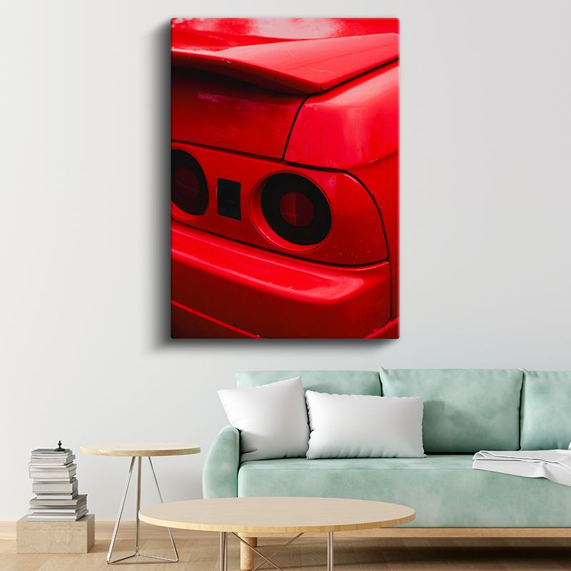 Ferrari Arka Stop - Kırmızı İtalyan Spor Otomobil Detay Kanvas Tablo