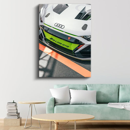 Audi R8 LMS GT2 - Yarış Otomobili Ön Panjur Detay Kanvas Tablo