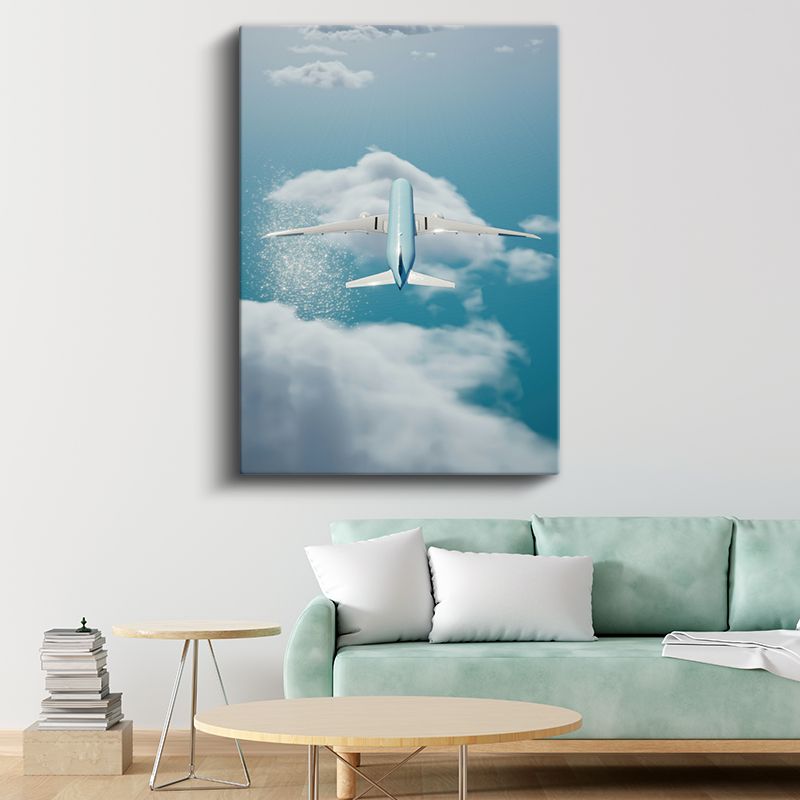 Yolcu Uçağı - Bulutlar Üzerinde Seyahat Eden Havayolu Kanvas Tablo