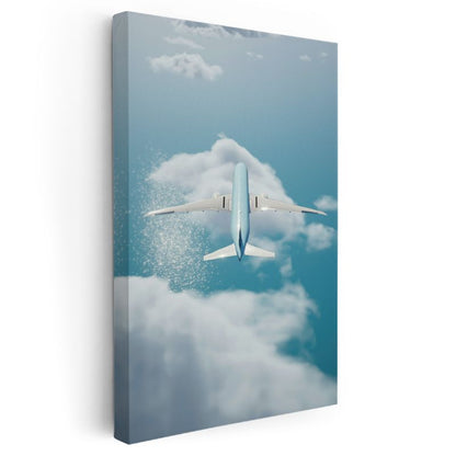 Yolcu Uçağı - Bulutlar Üzerinde Seyahat Eden Havayolu Kanvas Tablo