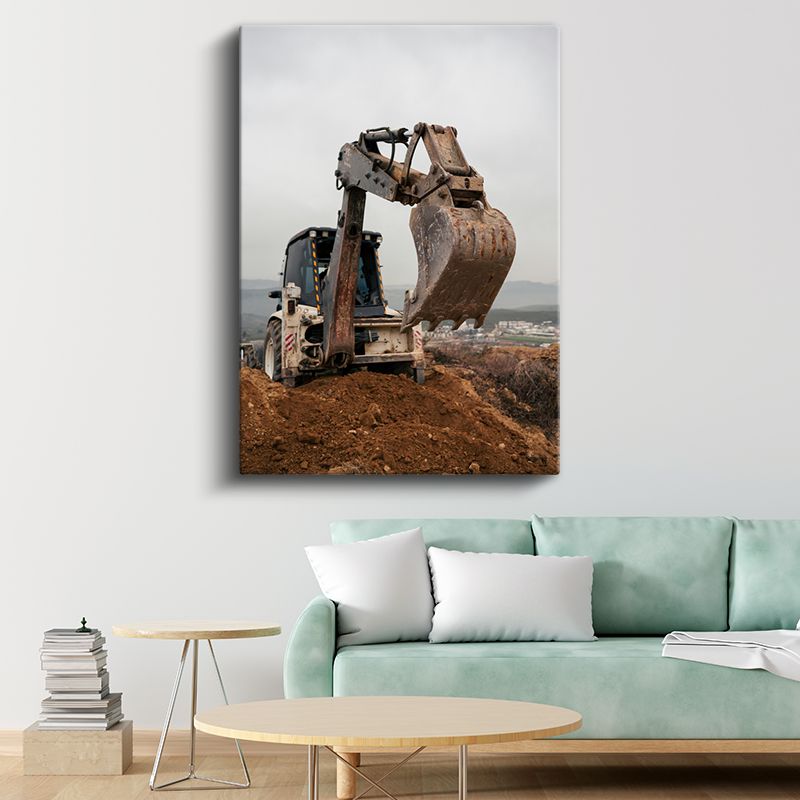 İş Makinesi - Kazıcı Kepçe İnşaat Aracı Kanvas Tablo
