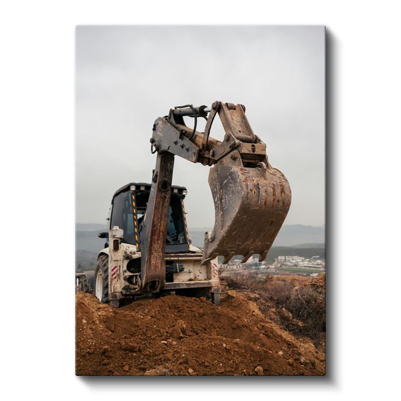 İş Makinesi - Kazıcı Kepçe İnşaat Aracı Kanvas Tablo