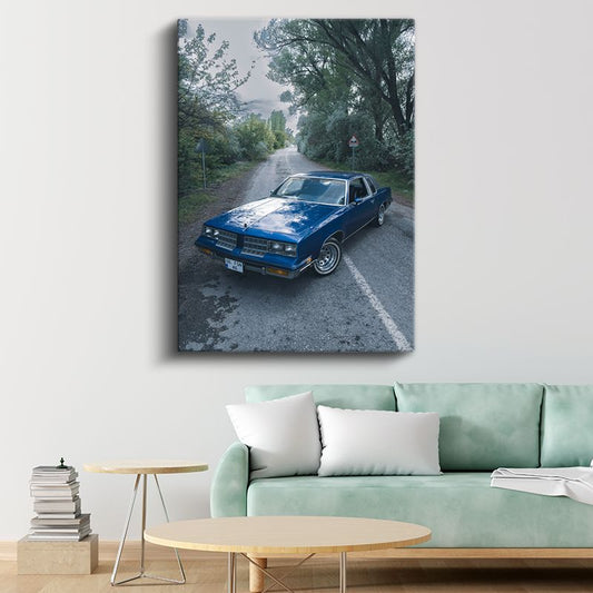 Oldsmobile Cutlass - Mavi Klasik Amerikan Otomobili Kanvas Tablo