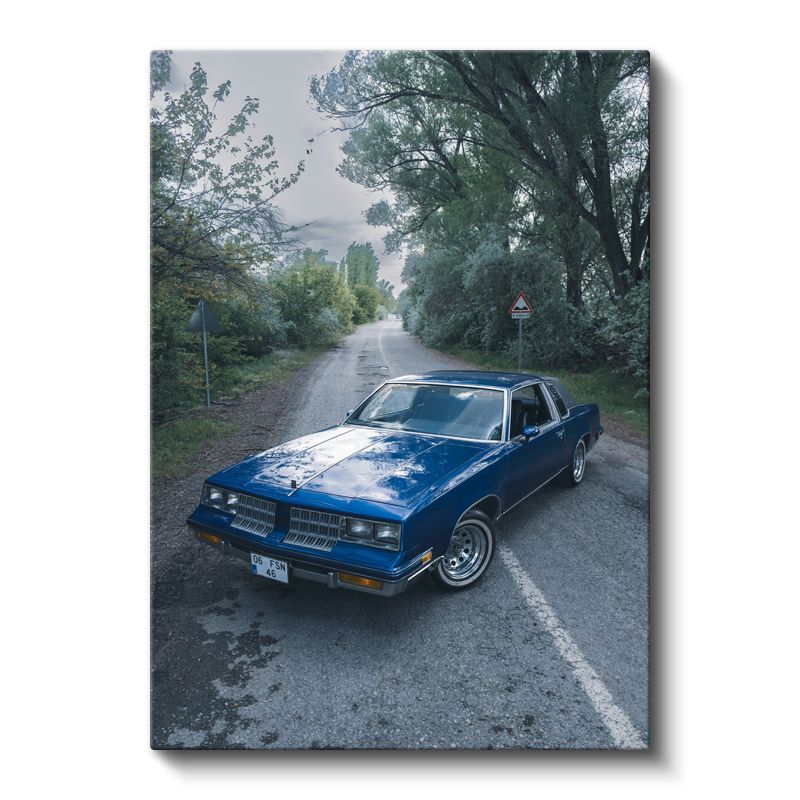 Oldsmobile Cutlass - Mavi Klasik Amerikan Otomobili Kanvas Tablo