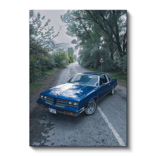 Oldsmobile Cutlass - Mavi Klasik Amerikan Otomobili Kanvas Tablo