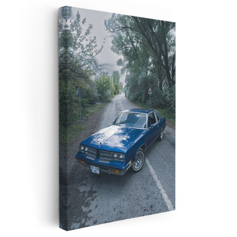 Oldsmobile Cutlass - Mavi Klasik Amerikan Otomobili Kanvas Tablo