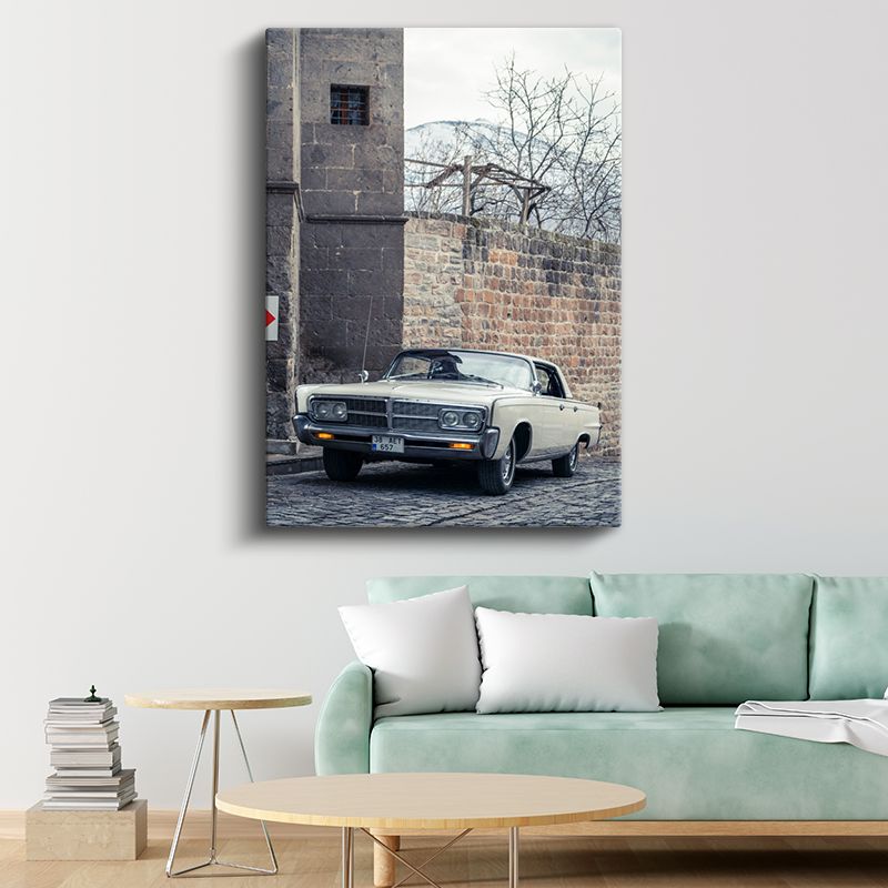 Chrysler Imperial - Krem Rengi Klasik Amerikan Sedan Kanvas Tablo