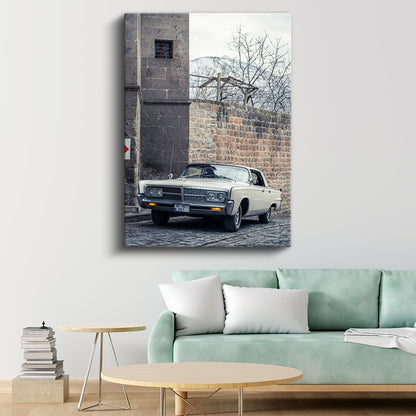 Chrysler Imperial - Krem Rengi Klasik Amerikan Sedan Kanvas Tablo