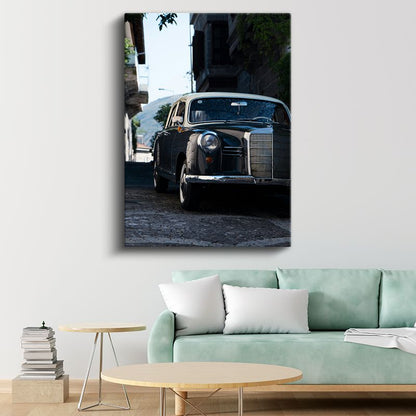 Mercedes-Benz 180 - Siyah Klasik Alman Sedan Kanvas Tablo