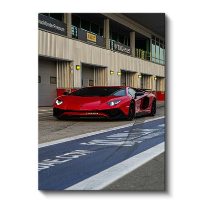 Lamborghini Aventador - Pistte Kırmızı İtalyan Boğası Kanvas Tablo