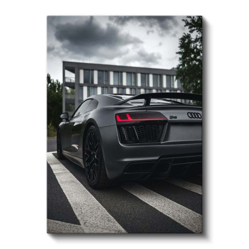 Audi R8 - Mat Siyah Alman Süper Otomobili Kanvas Tablo