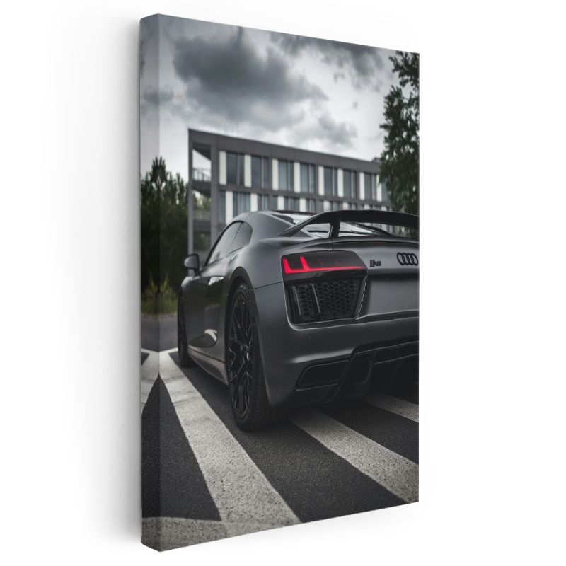 Audi R8 - Mat Siyah Alman Süper Otomobili Kanvas Tablo